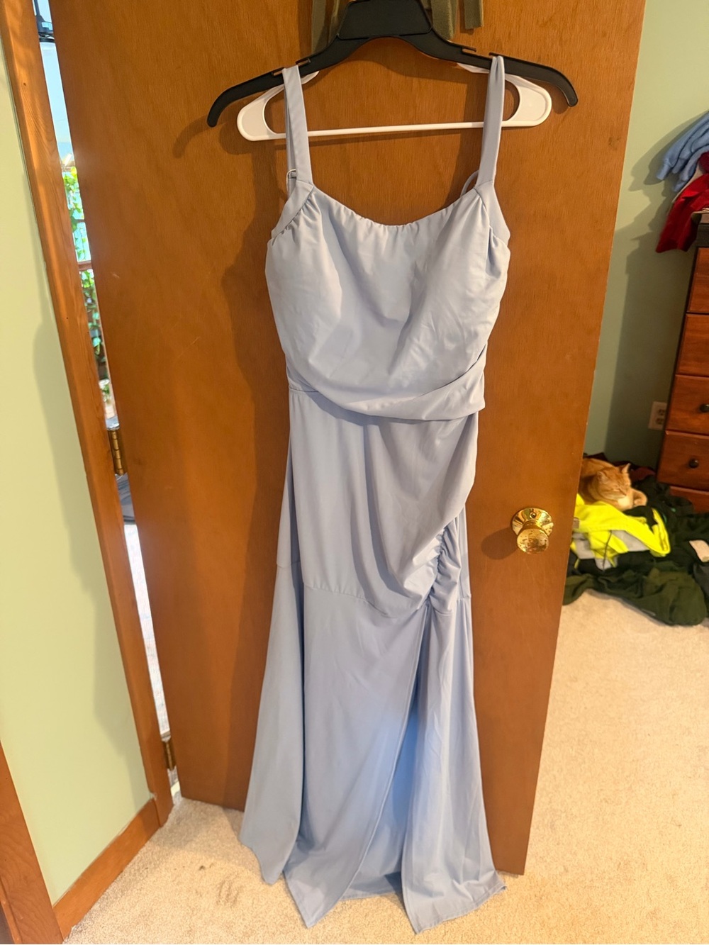 HALARA Light Blue Backless Evening Gown